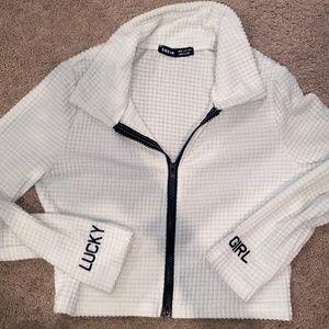 WHITE & BLACK WAFFLE FULL ZIP